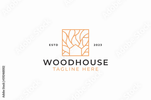 Wood House Business Property and Real Estate Natural Rustic Concept Sign Symbol Template Logo