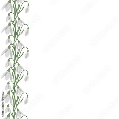 A frame of snowdrops for your design. First spring flowers. Vector illustration.