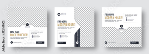 Social media template banner real estate and house sale promotion. Editable Real estate social media post banner template. Minimal and Trendy social media design template. Instagram banner design.