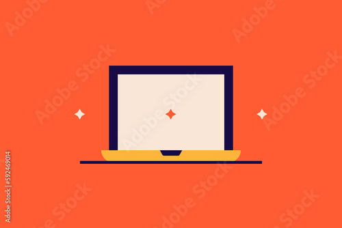 Geometric  laptop illustration. in flat style design. Vector flat icon.