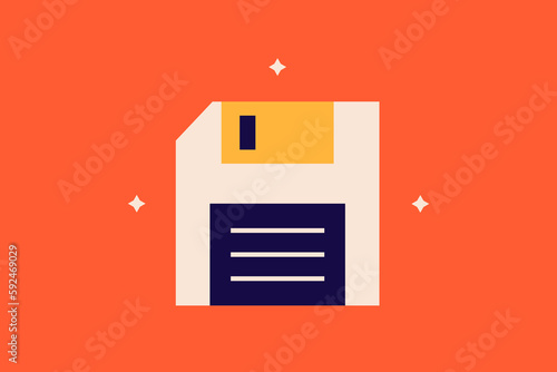 Geometric floppy disk illustration. in flat style design. Vector flat icon.