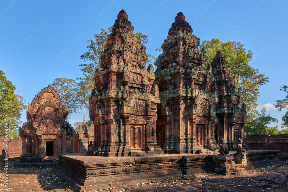 Prasat Banteay Srei Khmer temple at Angkor Thom is popular tourist attraction, Angkor Wat Archaeological Park in Siem Reap, Cambodia UNESCO World Heritage Site