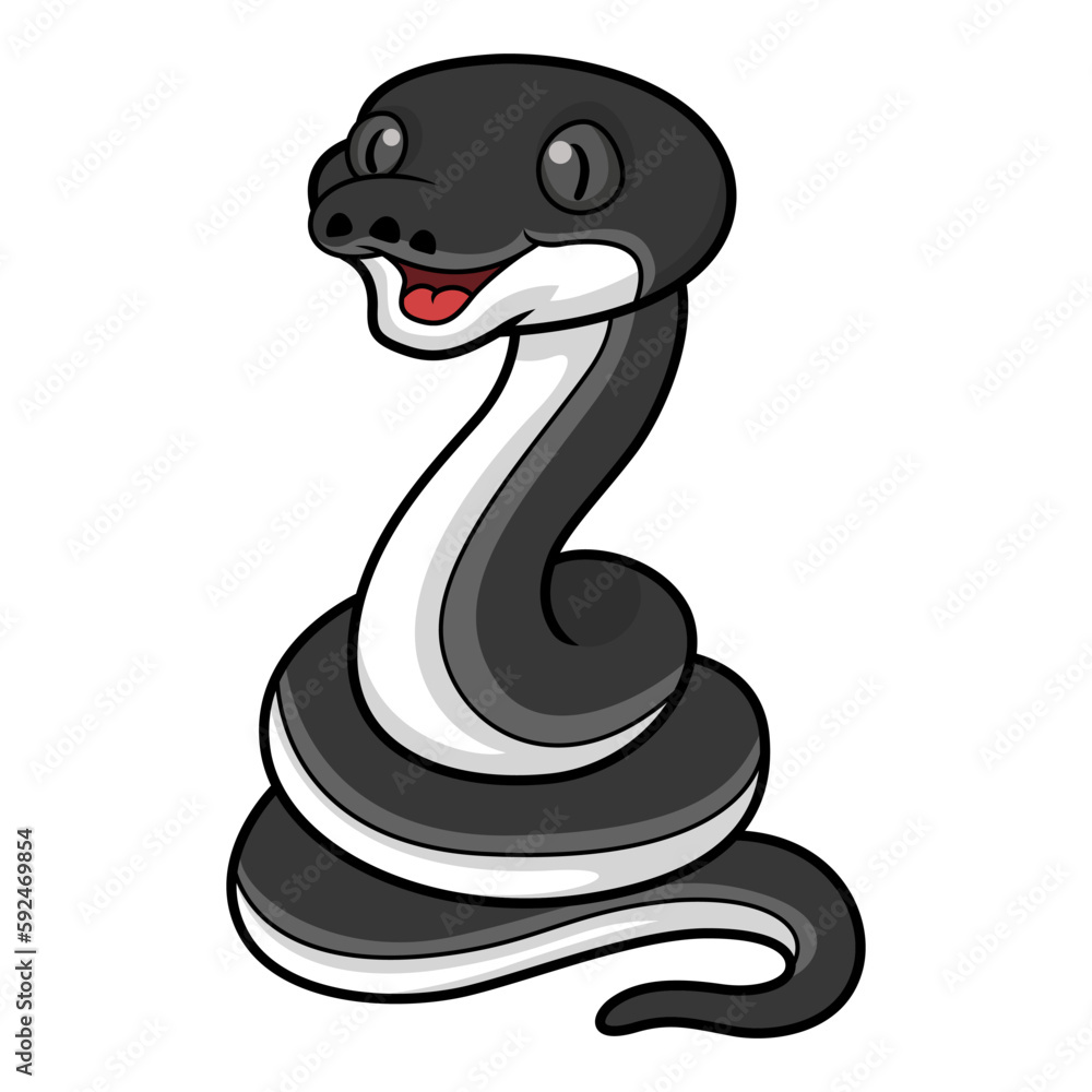Cute albertisi snake cartoon on tree branch Cute albertisi snake cartoon on tree branch