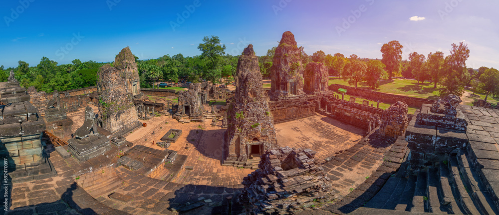 Fototapeta premium Pre Rup Khmer temple at Angkor Thom is popular tourist attraction, Angkor Wat Archaeological Park in Siem Reap, Cambodia UNESCO World Heritage Site