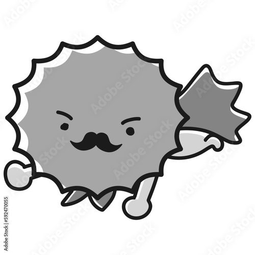 男性ホルモンなどイメージ　髭の生えたトゲトゲのキャラクター