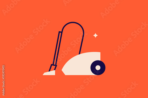 Geometric cleaner vacuum illustration. in flat style design. Vector flat icon.