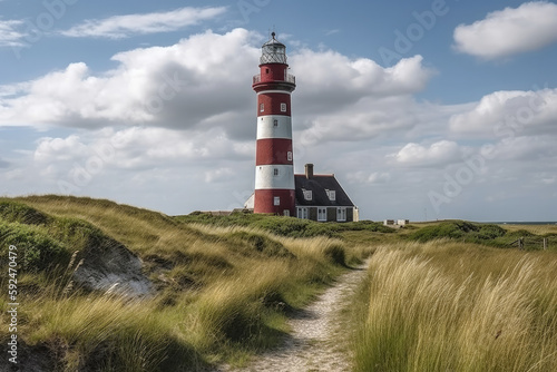 lighthouse on the coast created with Generative AI technology