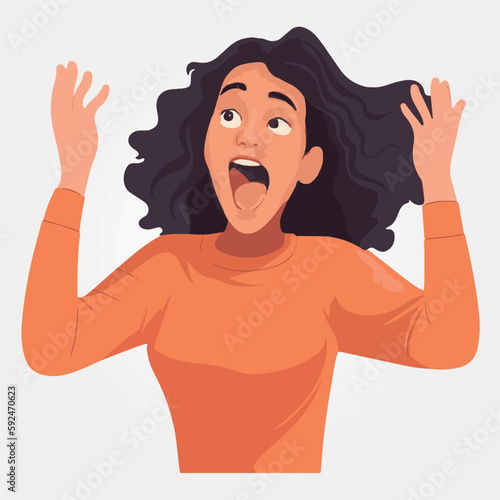 excited impressed woman, vector illustration