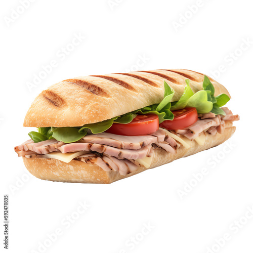 grilled panini sandwich isolated on transparent background photo