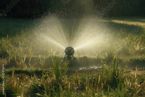 sprinkler in the garden created with Generative AI technology