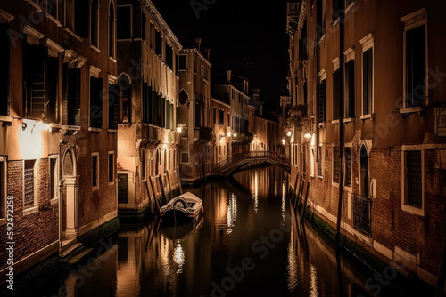 venice canal grande at night created with Generative AI technology © Robert Herhold