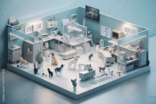 veterinary clinic with animal models and equipment made with generative ai photo