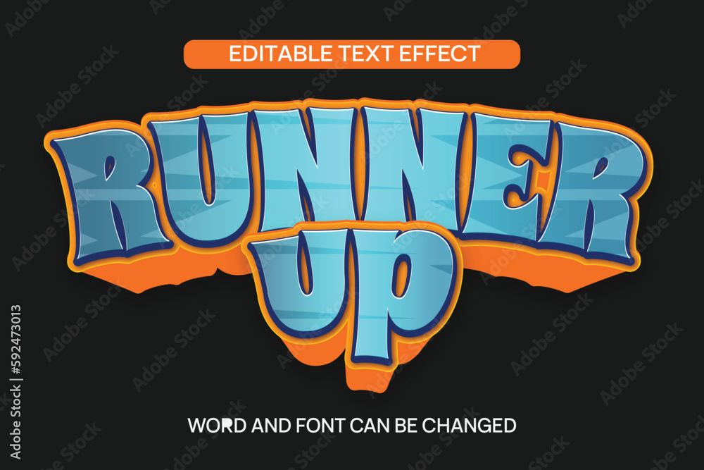 Obraz premium Text Effect Runner Up Vector Editable 
