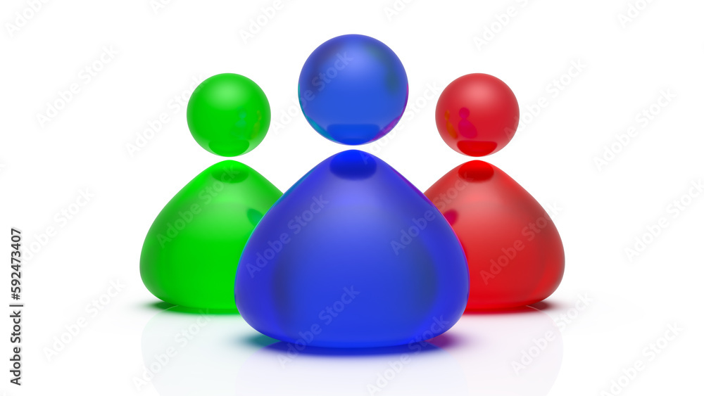 3d render leadership Bunch of people person use social network icons isolated white background