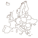 ヨーロッパの白地図　塗り絵