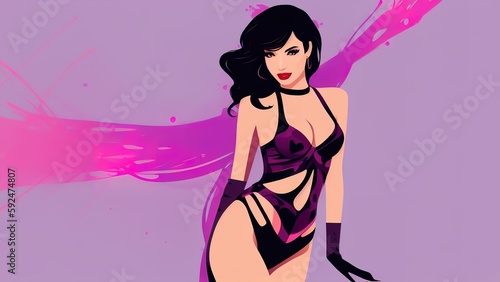 girl in a pink lingerie beautiful woman body sensuality vector generative ai