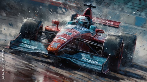 Indy Car racing. Summertime. Generative AI © August
