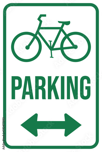 bicycle parking sign with double arrow