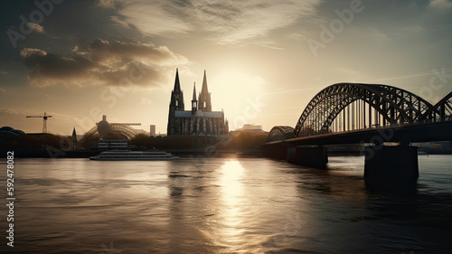 Fotografia cologne city with church created with Generative AI technology