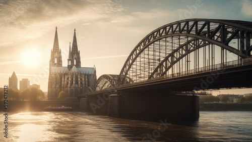cologne city with church created with Generative AI technology
