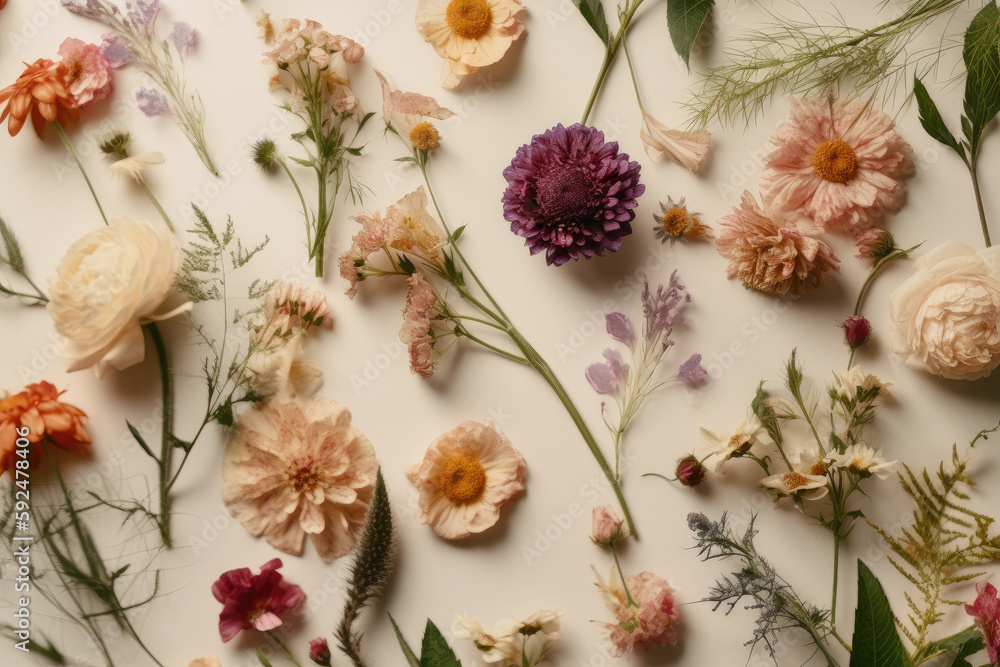 Fototapeta premium mockup of beautiful flowers created with Generative AI technology