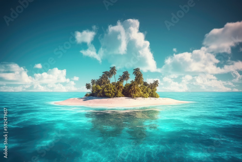 Secluded Tropical Island in Paradise - generative ai