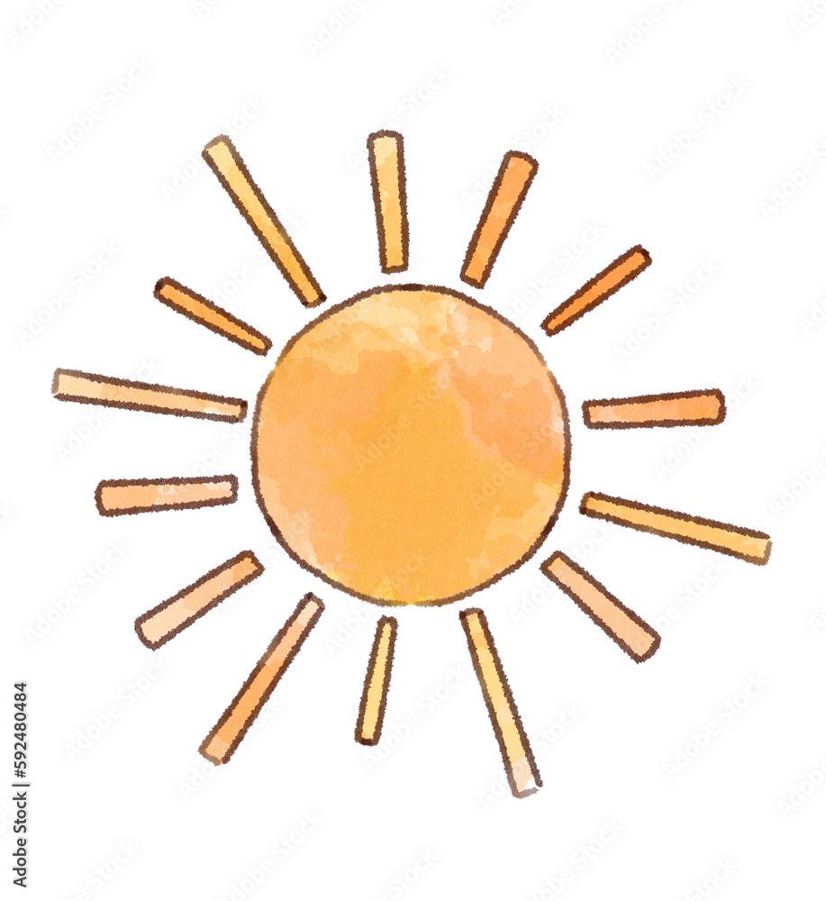 Illustration of the sun, watercolor style. Illustration of the sun, watercolor style.