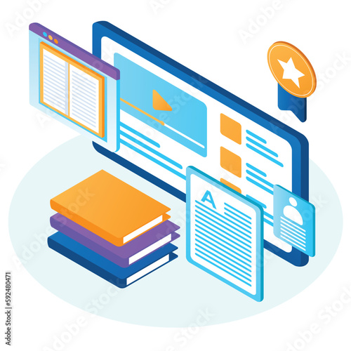 E-learning isometric vector illustration