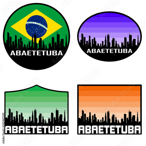 Abaetetuba Skyline Silhouette Brazil Flag Travel Souvenir Sticker Sunset Background Vector Illustration SVG EPS AI photo