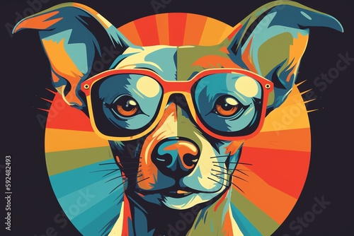 colorful dog in glasses