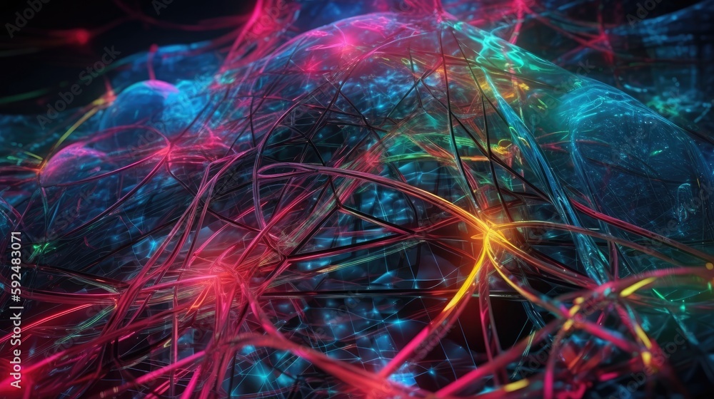 Obraz premium Abstract Mix Hologram and neon, vibrant metallic colors background. generative ai