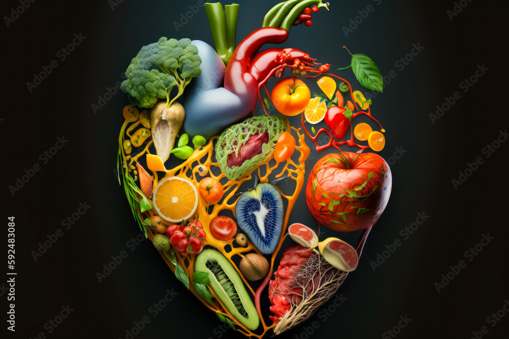 Human Heart Made of Fruits and Vegetables, Generative AI