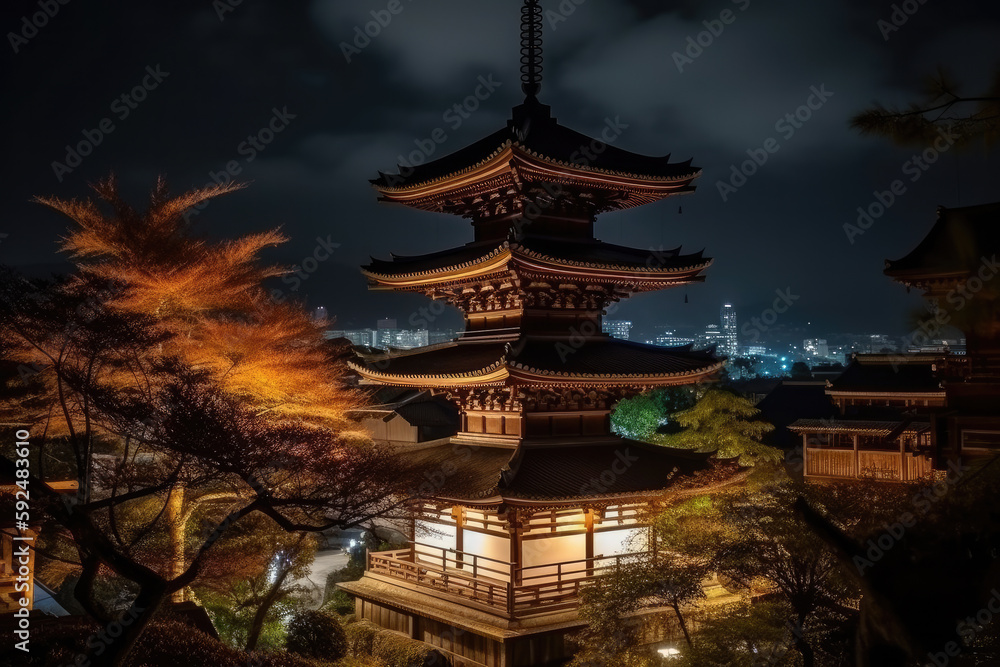 japanese temple in spring Generative AI, Generativ, KI, japanese temple in spring Generative AI, Generativ, KI,