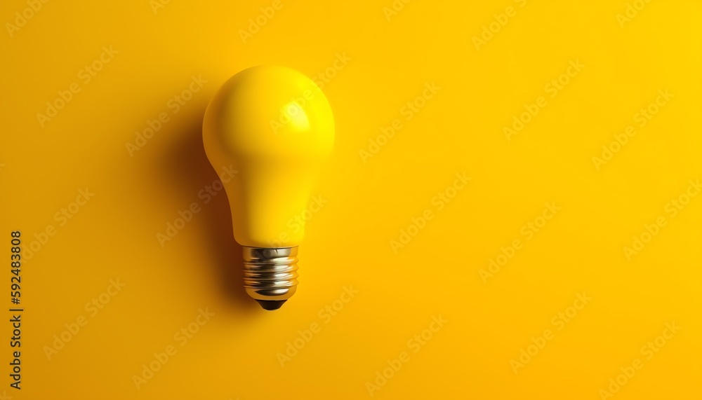 yellow light bulb on yellow background with free space yellow light bulb on yellow background with free space
