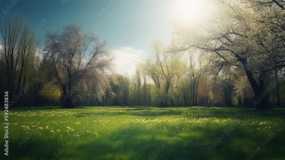 Beautiful blurred background image of spring nature. AI generative Beautiful blurred background image of spring nature. AI generative