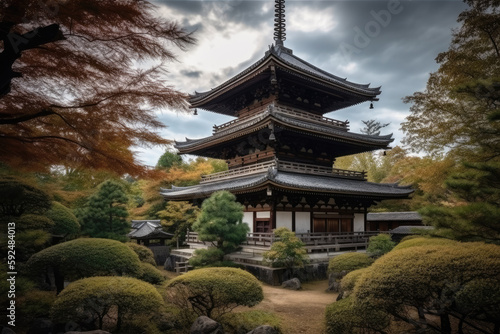 japanese temple in spring Generative AI  Generativ  KI  