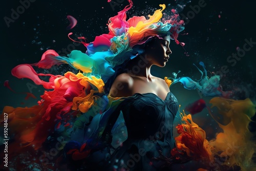 portrait of a woman with colorful hair, underwater  © RJ.RJ. Wave