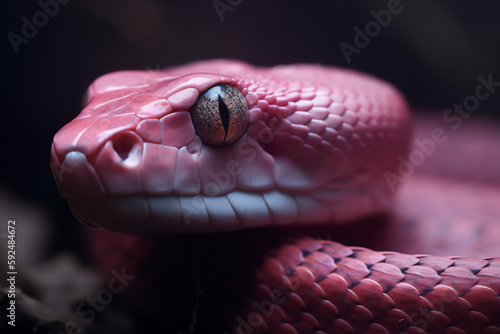 close up of a pink snake