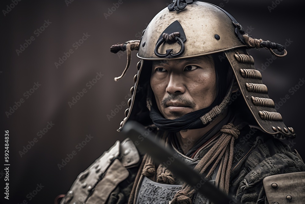 Naklejka premium portrait of a soldier with sword