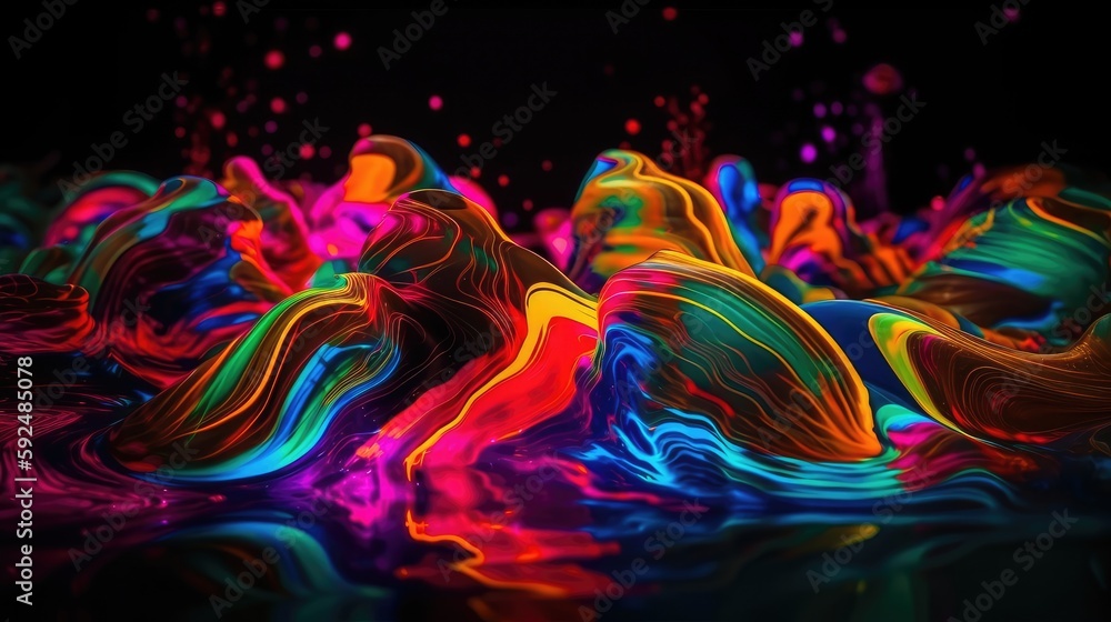 Abstract Mix Hologram and neon, vibrant metallic colors background. generative ai