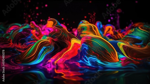 Abstract Mix Hologram and neon, vibrant metallic colors background. generative ai © megavectors