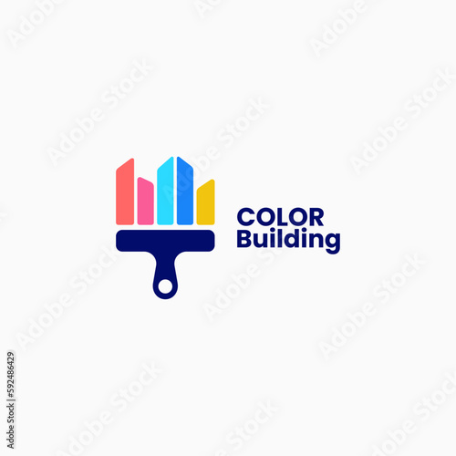 Vector Logo Illustration Color Building Simple Mascot Style