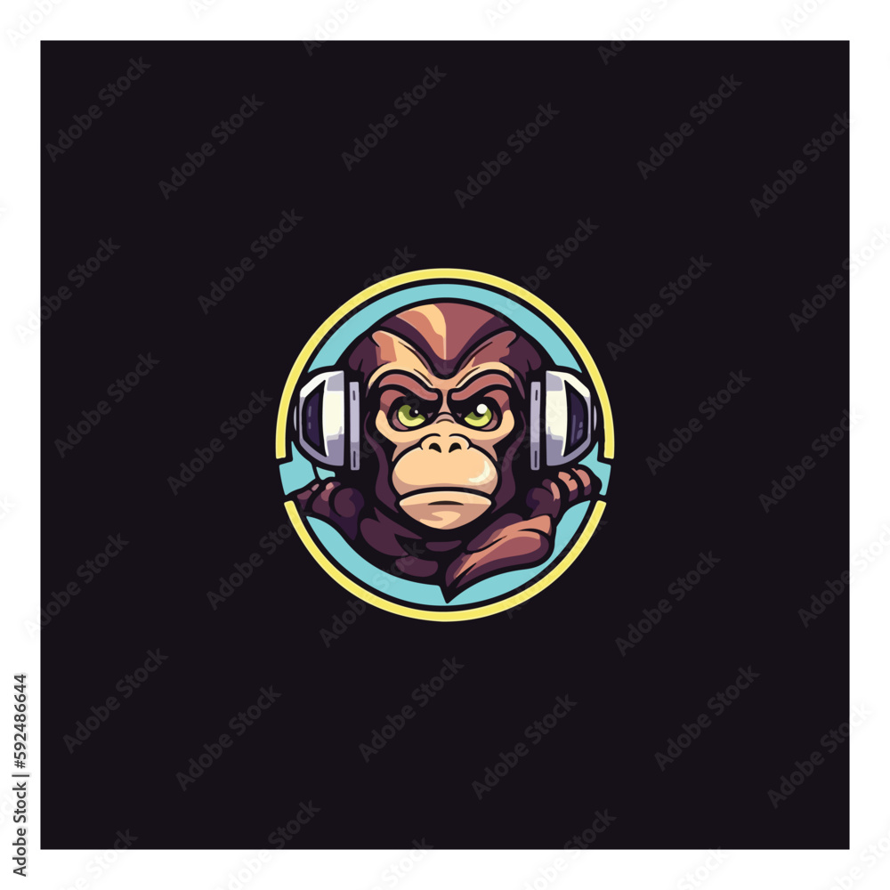 Space chimp illustration. Chimp astronaut vector Space chimp illustration. Chimp astronaut vector