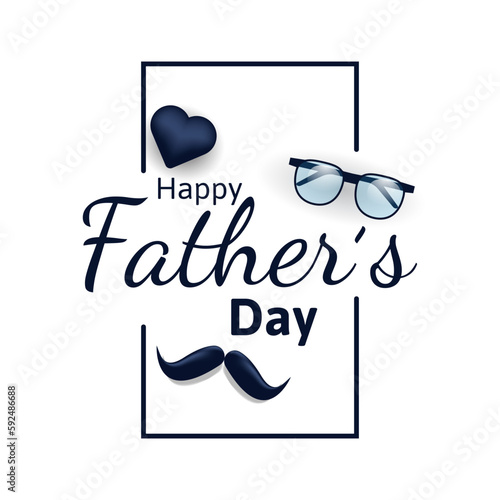 fathers day greeting card or label on white background with glasses and mustache. vector illustration