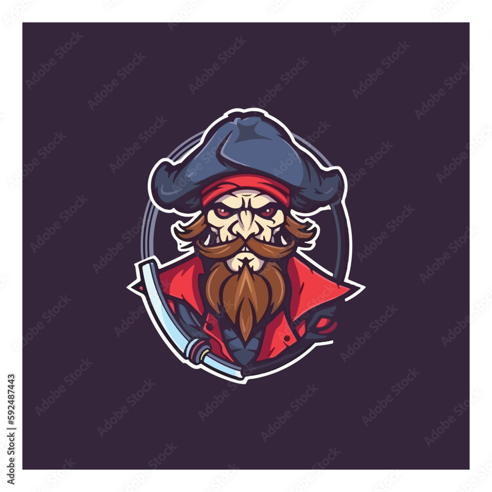 pirate man with sword swords mascot logo pirate man with sword swords mascot logo