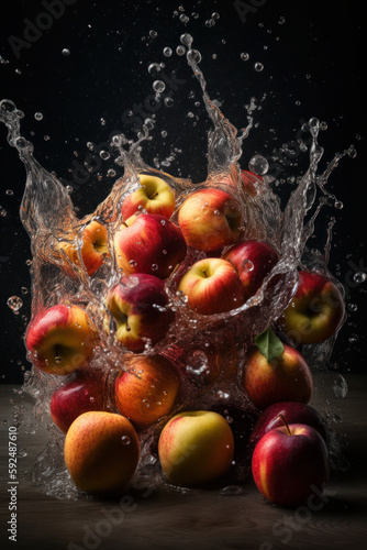apples in water splash
