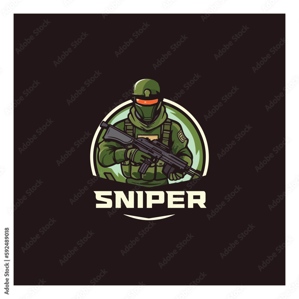 Fototapeta premium sniper with gun mascot e-sport logo gaming