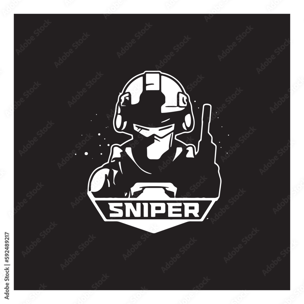 sniper with gun monochrome logo