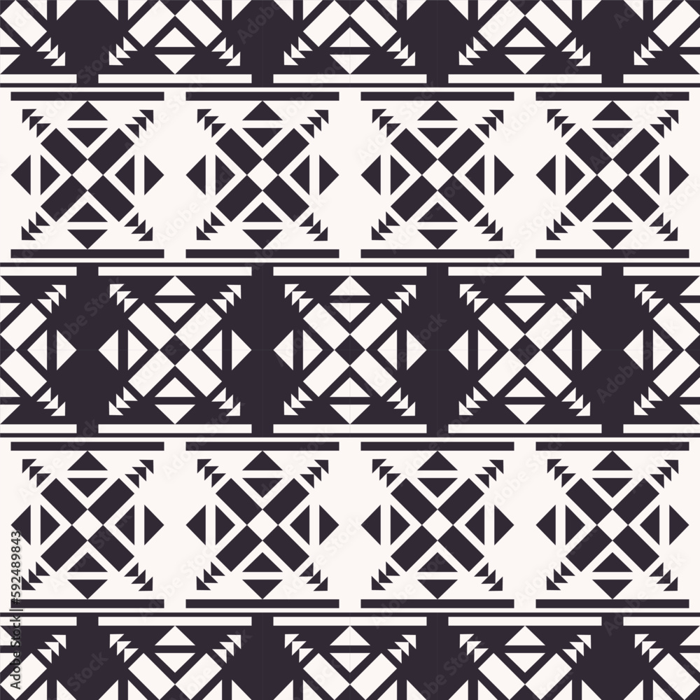 Fototapeta premium Abstract geometric black and white pattern. Vector abstract geometric shape black and white stripes seamless pattern background. Abstract geometric pattern use for fabric, home decoration elements.
