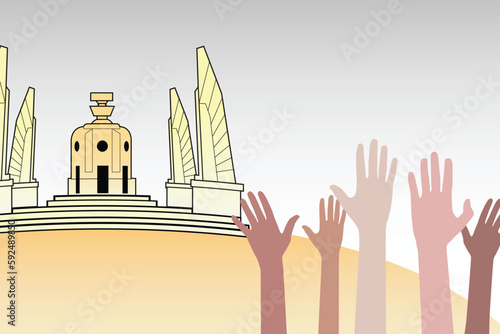 vector of thailand elections.  people character with box for vote and ballot papers.